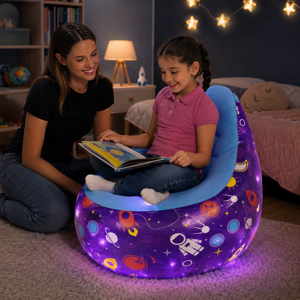 Dijete koristi Bestway Astro Glow LED fotelju