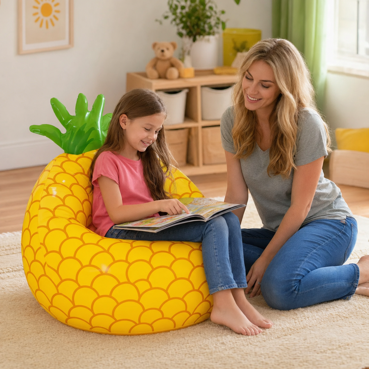 Dijete koristi Bestway fotelju na naduvavanje ananas