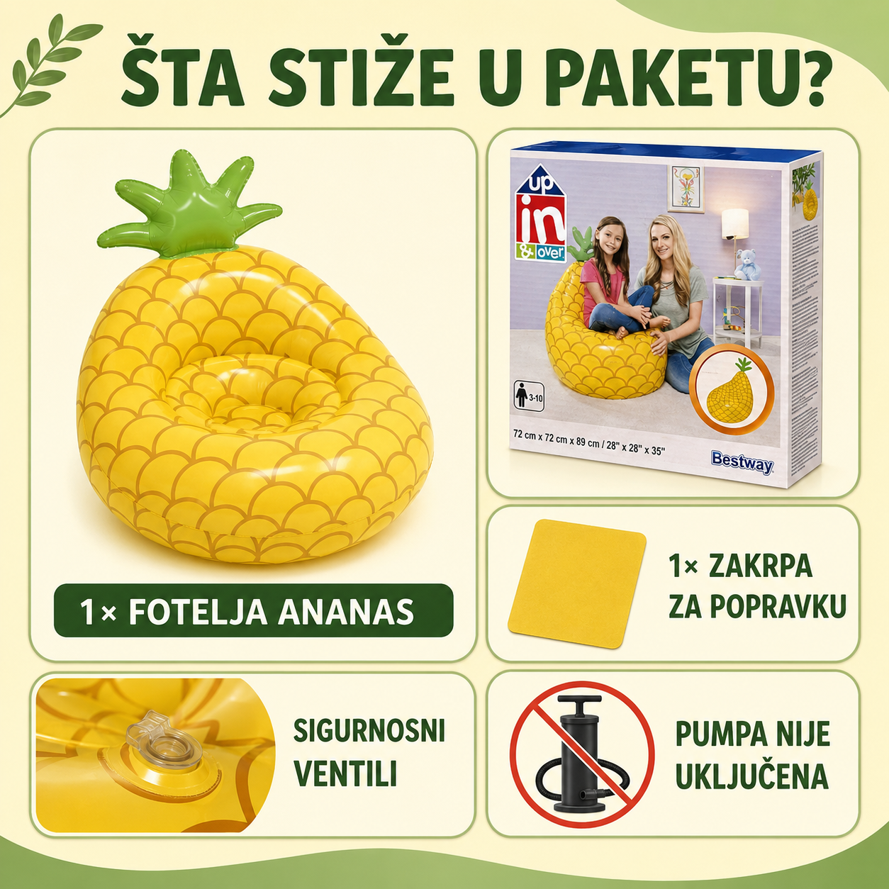 Sadržaj paketa Bestway fotelje ananas
