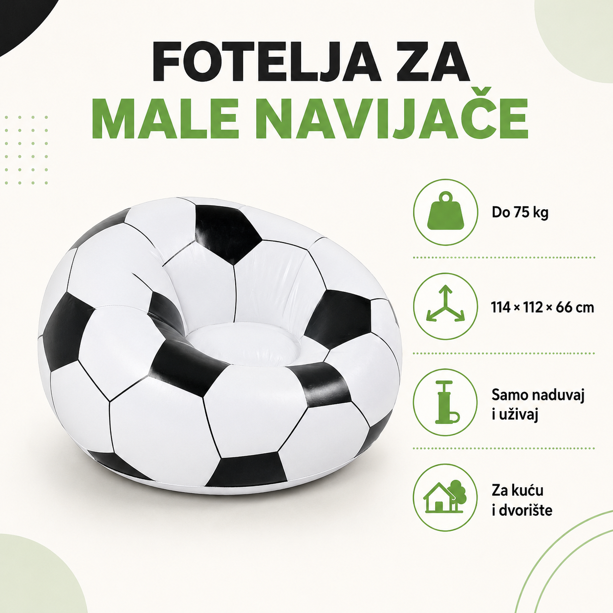 Prednosti Bestway fudbalske fotelje na naduvavanje