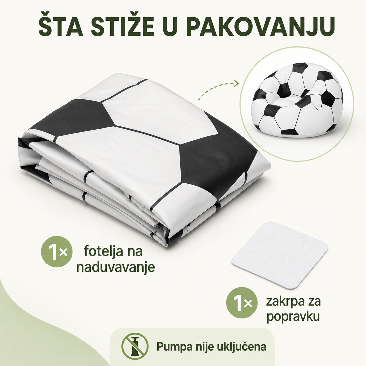 Sadržaj paketa Bestway fudbalske fotelje