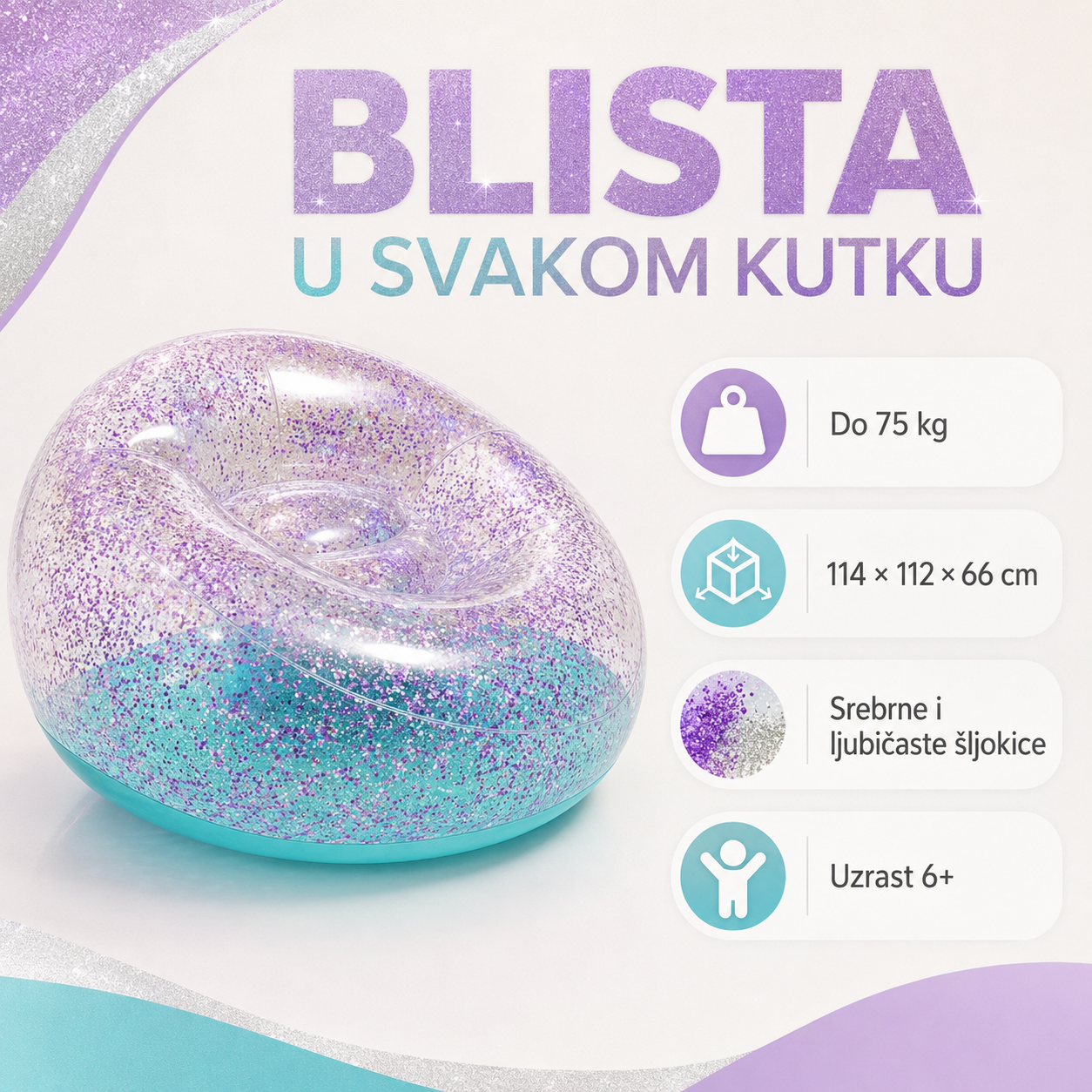 Prednosti Bestway Glitter Dream fotelje