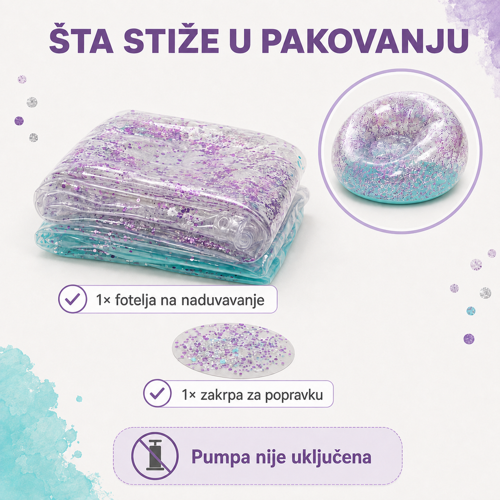 Sadržaj paketa Bestway Glitter Dream fotelje