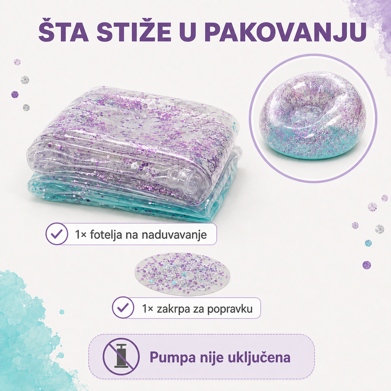 Sadržaj paketa Bestway Glitter Dream fotelje