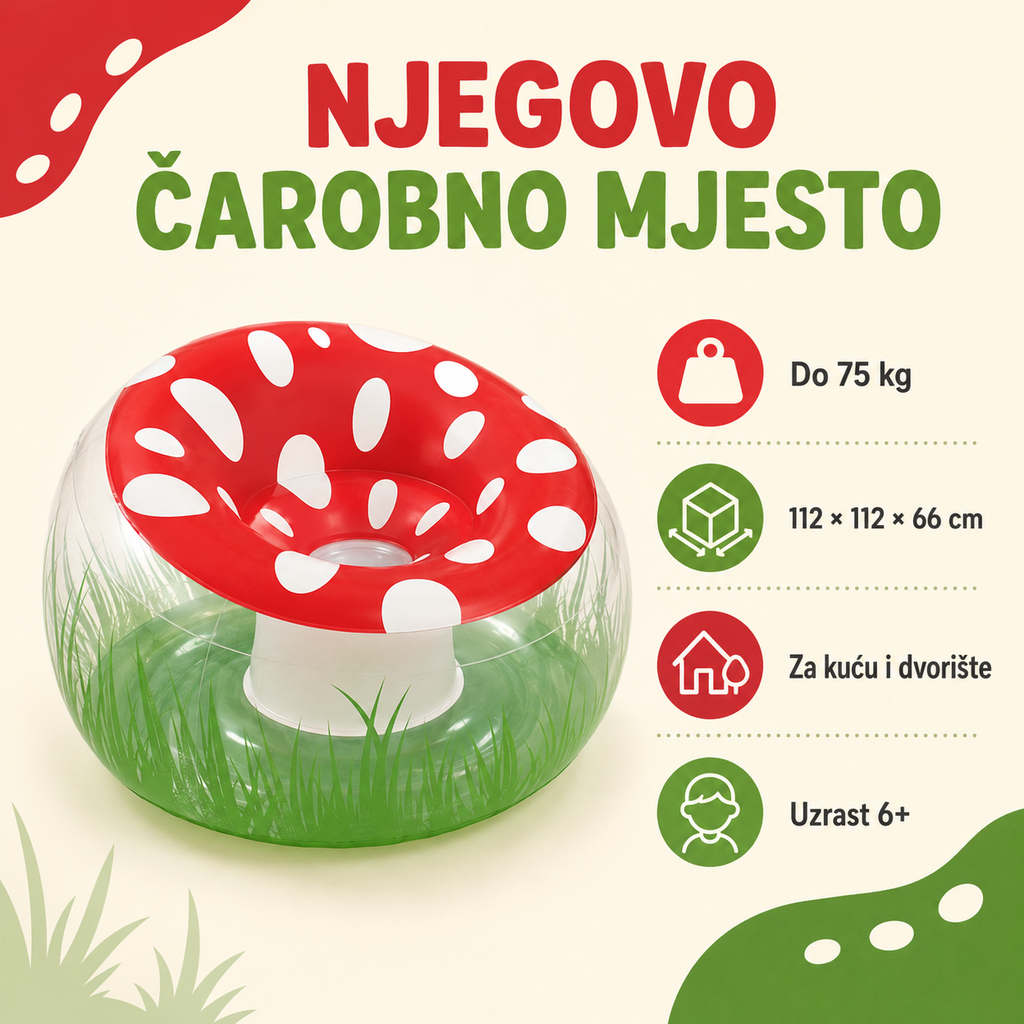Prednosti Bestway Mighty Mushroom fotelje