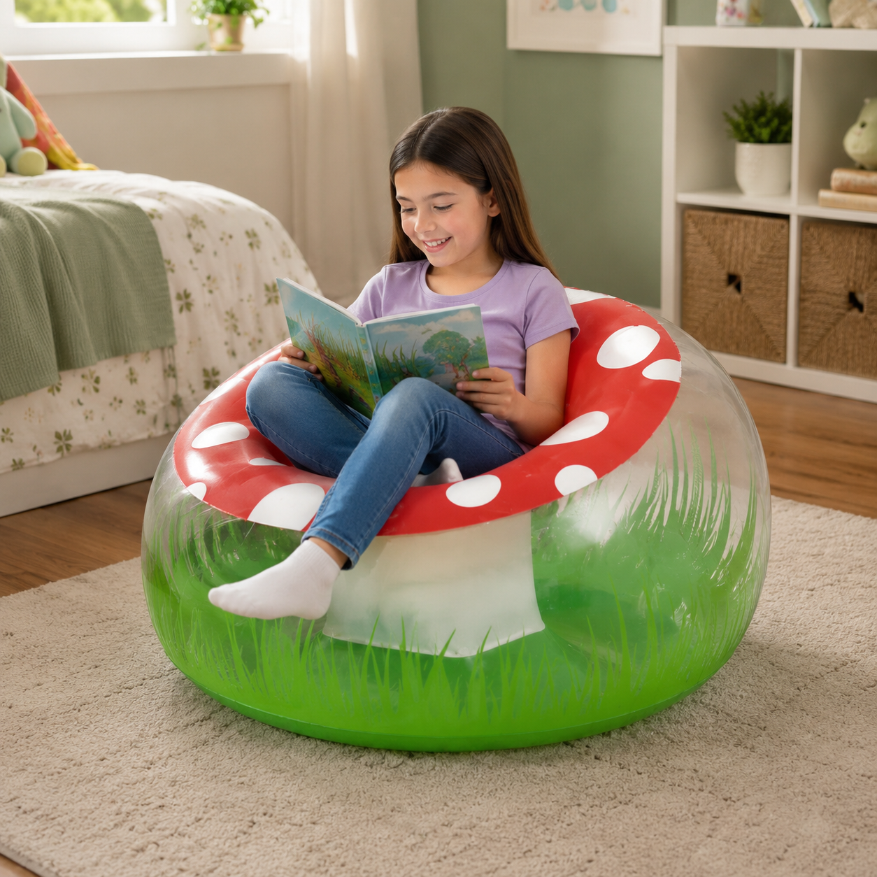 Dijete koristi Bestway Mighty Mushroom fotelju