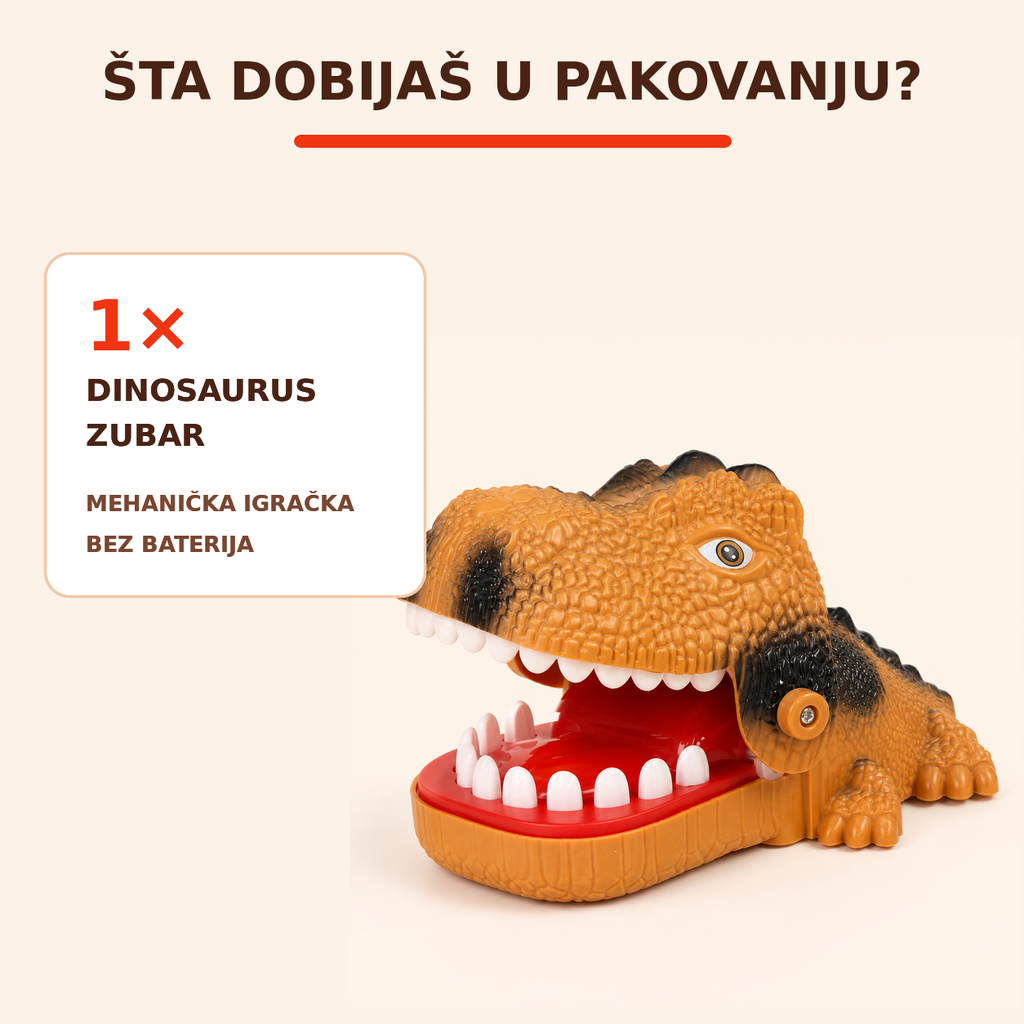 Sadržaj pakovanja - jedan dinosaurus zubar