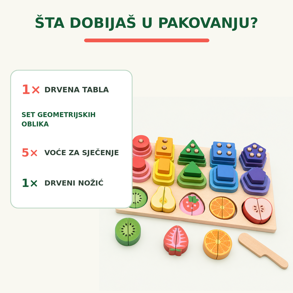 Sadržaj pakovanja Montessori table