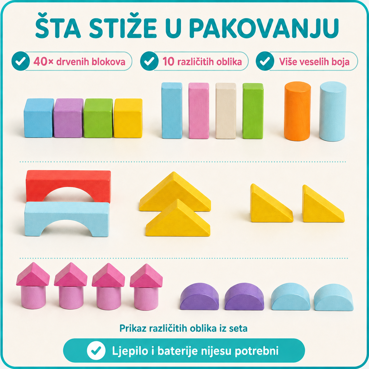 Sadržaj paketa PINMU Academy drvenih blokova